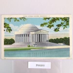 Vintage Washington DC Linen Postcard Thomas Jefferson Memorial 1943 WWII Era